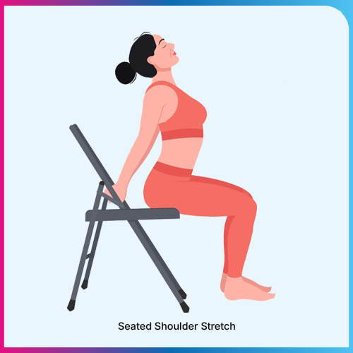Seated shoulder stretch exercise for diabetes.