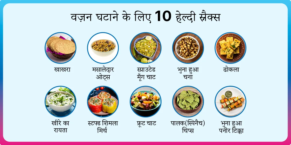 वज़न घटाने के लिए 10 हेल्दी स्नैक्स वज़न घटाने के लिए 10 हेल्दी स्नैक्स