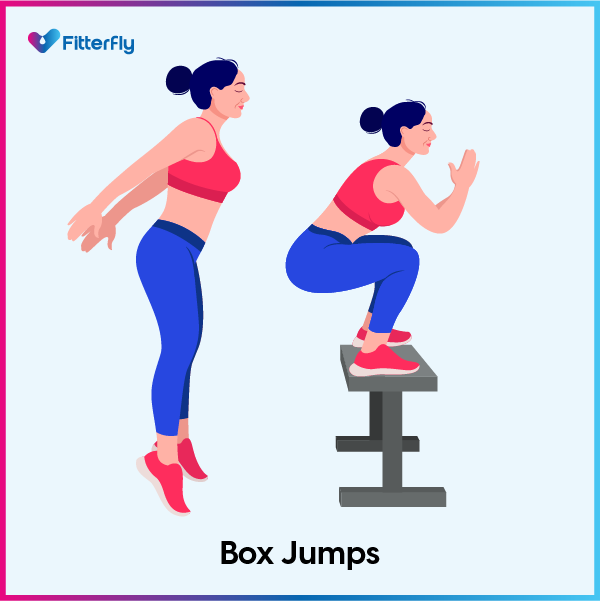 Box Jumps exercise steps to burn belly fat