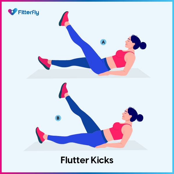 Flutter Kicks exercise steps to lose belly fat