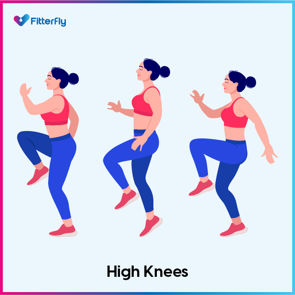 High Knees exercise steps to burn belly fat