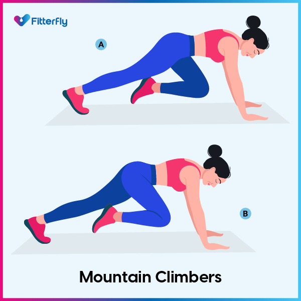 Mountain Climbers exercise steps to reduce belly fat