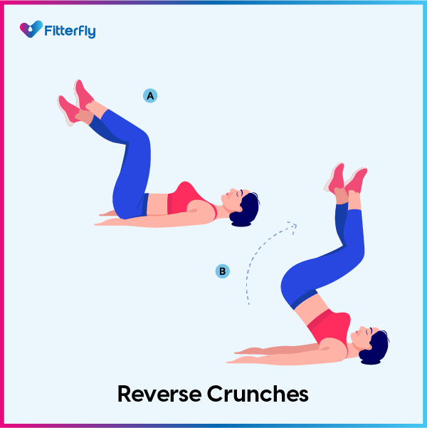 Reverse Crunches exercise steps to lose belly fat