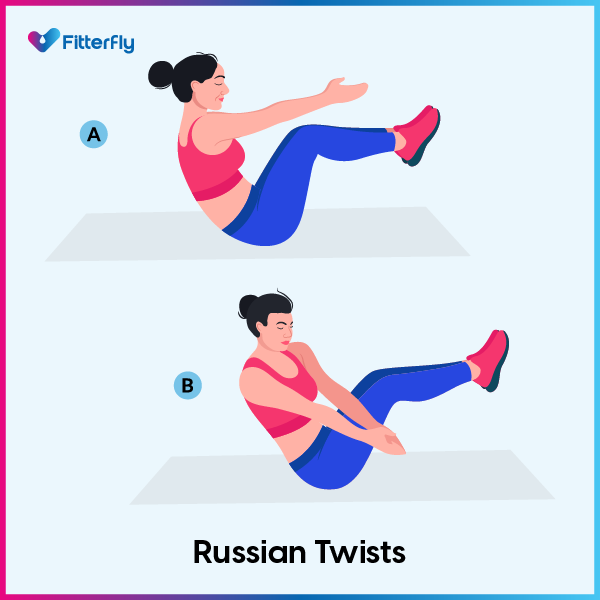 Russian Twists exercise steps to lose belly fat